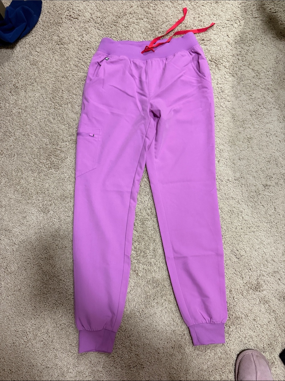 Figs Lilac Scrub Pants with Red Drawstring
